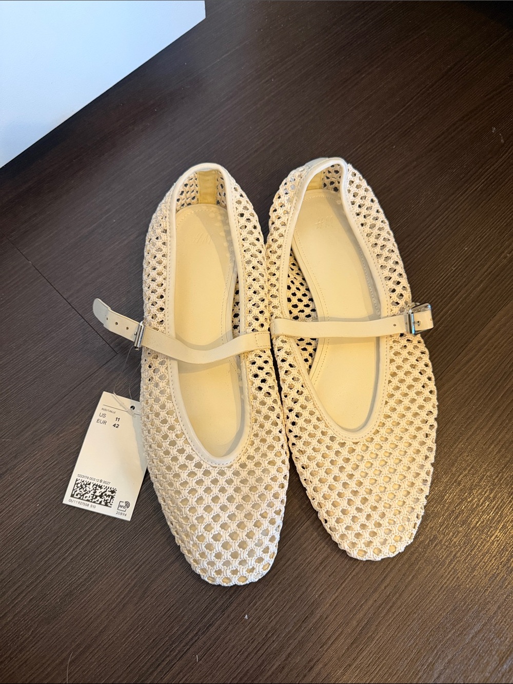 H&M Beige Crochet Mary Jane Flats